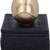 Dark Collection~Celtic Opulence Golden Skull Black Trinket Box, 11.8cm
