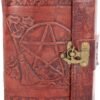 Wiccan Collection~Pentagram Embossed Leather Journal With Lock 20cm Brown