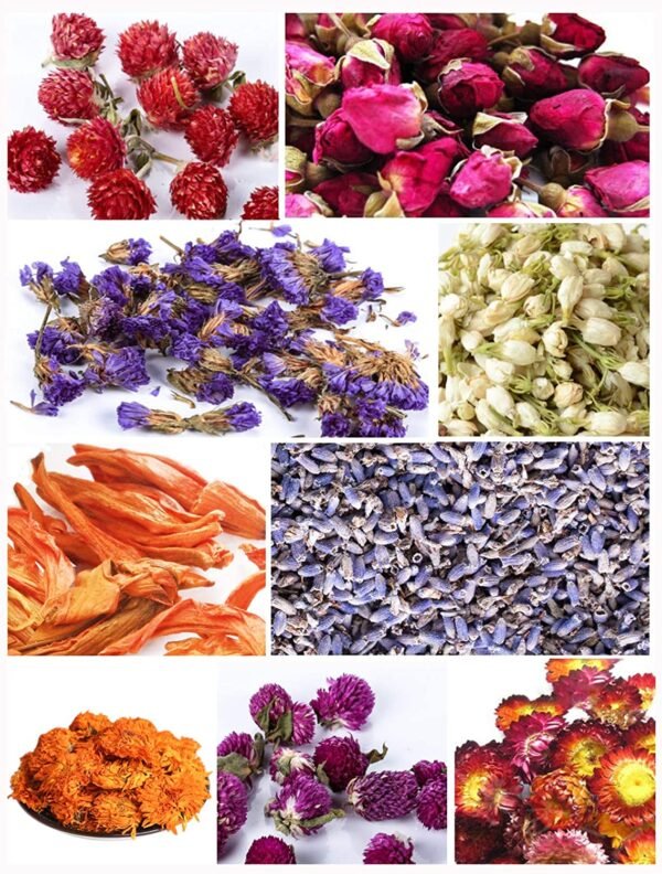 Witchcraft~PNANA Dried Flowers - Bath Bomb Making Kit Tea Bulk of Lavender Buds, Rosebud, Jasmine, Chamomile, Also for Cake Decorations Candle Making Soap Making kit
