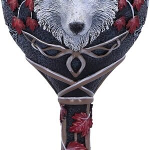 Artist Collections~ Lisa Parker Guardian of the Fall White Autumn Wolf Goblet, 19.5cm