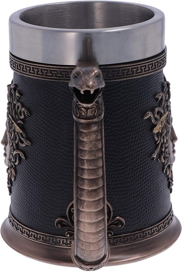 Mythology Collection~ Medusa's Demise Greek Mythology Snake Haired Female Tankard, Polyresin, Black and Bronze, One Size