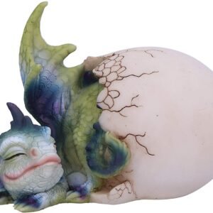 Fantasy Collection~ Hatchling's Rest Dragon Figurine, Green/Purple, 12cm