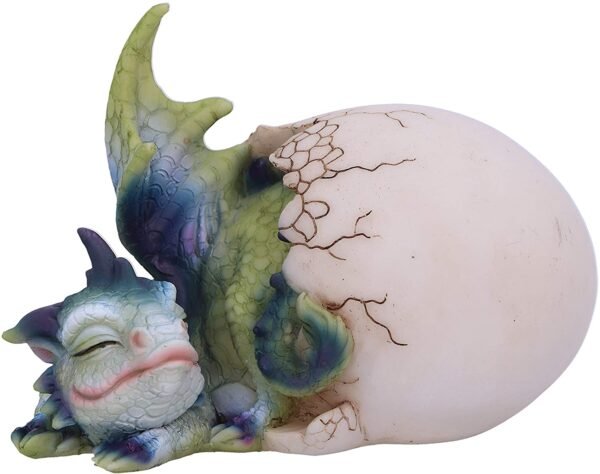 Fantasy Collection~ Hatchling's Rest Dragon Figurine, Green/Purple, 12cm