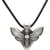 SanLan Death Head Moth Pendant Necklace Wicca Jewelry Goth Moth and The Moon