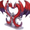 Magicun N.Giftware~Dragons Devotion Love Heart Bust Figurine, 29cm, Red