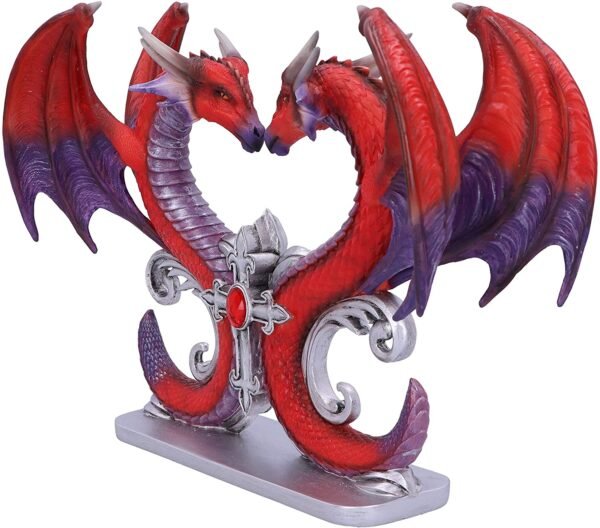 Magicun N.Giftware~Dragons Devotion Love Heart Bust Figurine, 29cm, Red