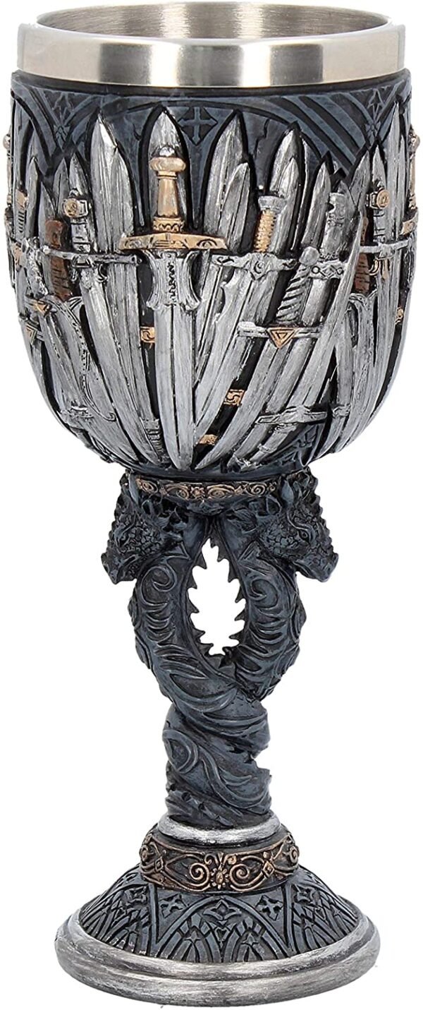 Mythology Collection~ B2947H7 Sword Goblet 17.5cm Black, Resin w/Stainless Steel Insert