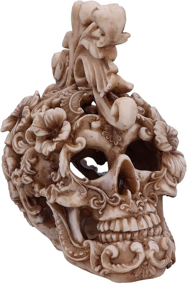 Magicun N.Giftware~Rococo Design Carved Skull Figurine Ornament, 16.5cm, Natural