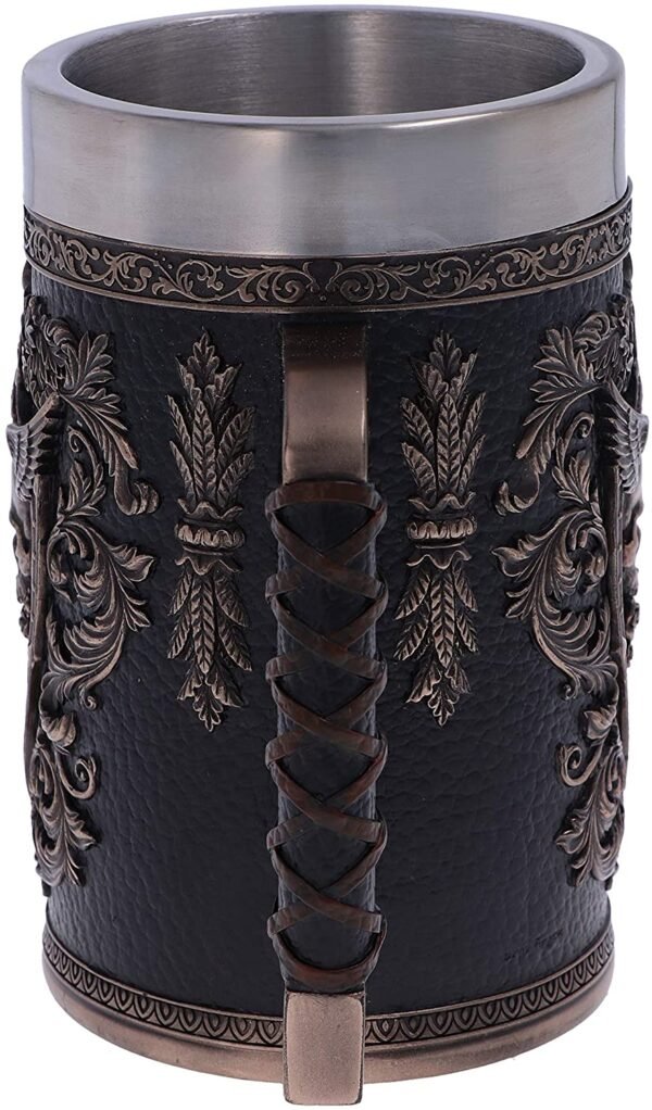 Dark Collection~Et Alas Mortis Winged Skull Tankard Mug, Polyresin, Black and Bronze, One Size
