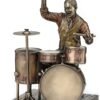 Magic  Collection~8.1 Inch African American Male Jazz Band Drummer Bronze Finish Statue