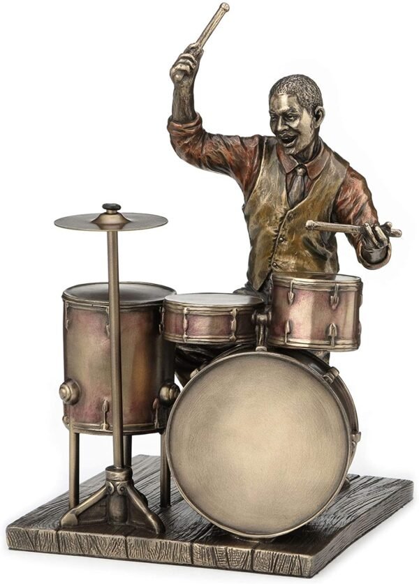 Magic  Collection~8.1 Inch African American Male Jazz Band Drummer Bronze Finish Statue