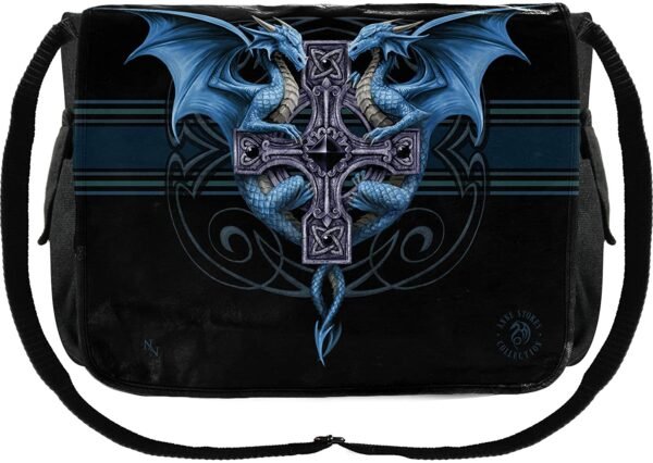 Artist Collections~ Dragon Duo Anne Stokes Messenger Bag 33cm Black, PU and Canvas, 40cm