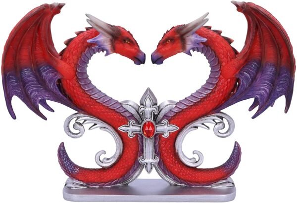 Magicun N.Giftware~Dragons Devotion Love Heart Bust Figurine, 29cm, Red