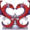 MAGICUN N.GIFTWARE~Dragons Devotion Love Heart Bust Figurine, Red, 29cm