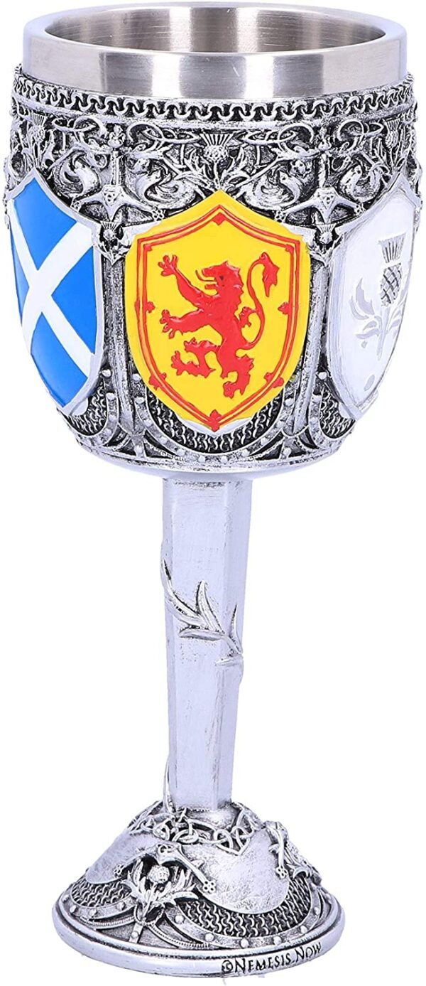 Magicun N.Giftware~B4697P9 Goblet of The Brave Scottish Shield Chalice 17cm, Resin w. Stainless Steel