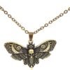 Big Skull and Dead Moth Head Insect Jewellery Butterfly Pendant Necklace