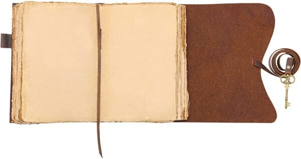 Witchcraft~Elizo Antique Leather Journal Blank Pages - Vintage Leather Journal with Deckle Edge Pages - Book of Shadows - Leather Bound Journal for Men and Women - 200 Pages, 7.5" x 5.5" - 1009