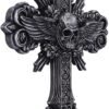 Artist Collections~ Spiral Dead Mans Hand Cross Skull and Wings Wall Plaque, Silver, 32.5cm