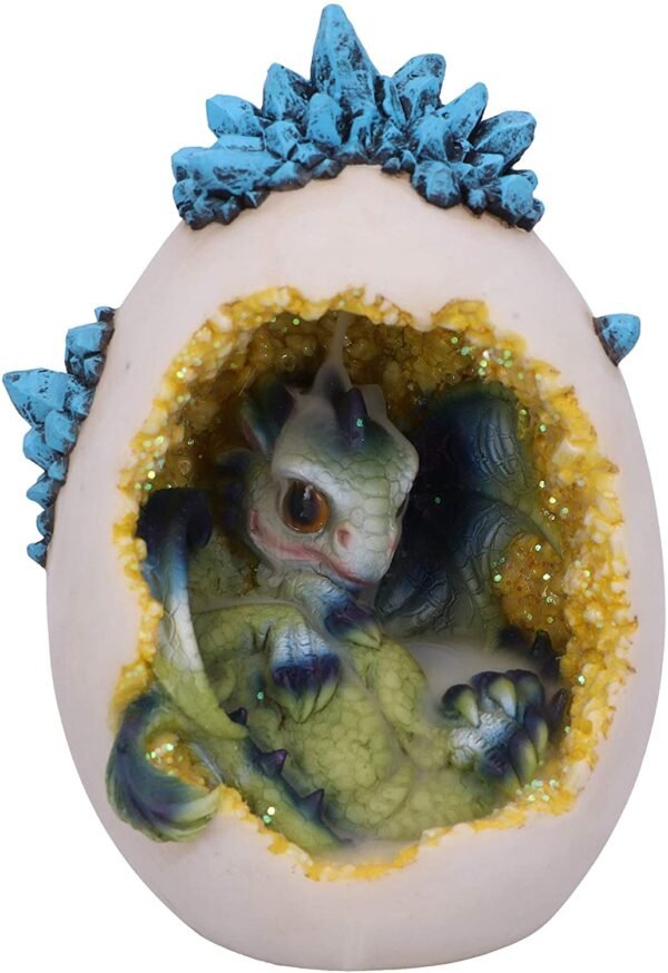 Fantasy Collection~ Hatchling Glory Dragon Backflow Incense Cone Burner, Green/Purple, 17cm