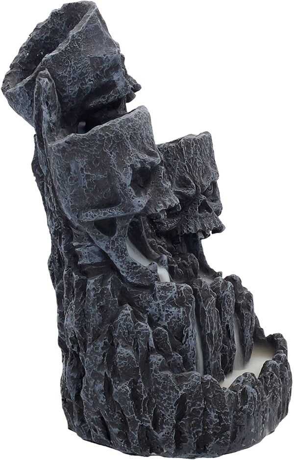 Magicun N.Giftware~Skull Backflow Tower Incense Burner 17.5cm Black, Resin
