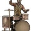 Magic  Collection~8.1 Inch African American Male Jazz Band Drummer Bronze Finish Statue