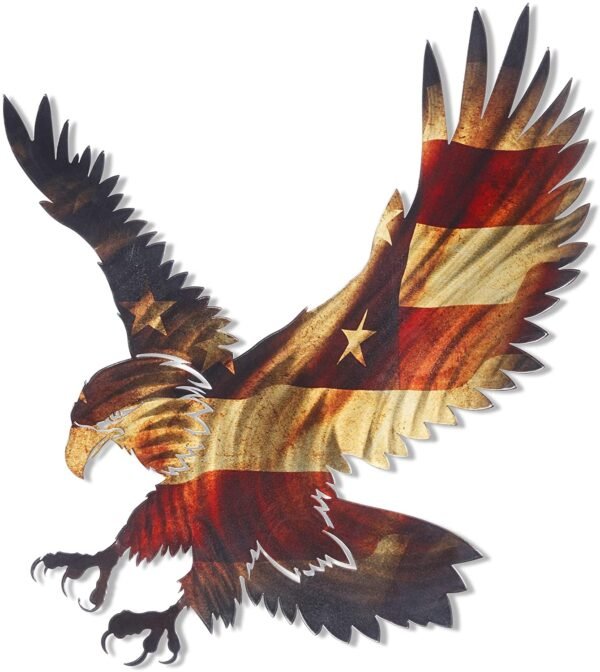Magic  Collection~3D Metal Wall Art - Bald Eagle American Flag Wall Decor - Patriotic Country Wall Art - Handmade in the USA for Use Indoors or Outdoors