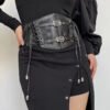 Lace straps, leather waist closure, women's decoration, shaping body, waist closure, black European and American vintage metal