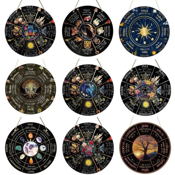 Magical Witchcraft Tree Wheel of the year Wooden Door Sign