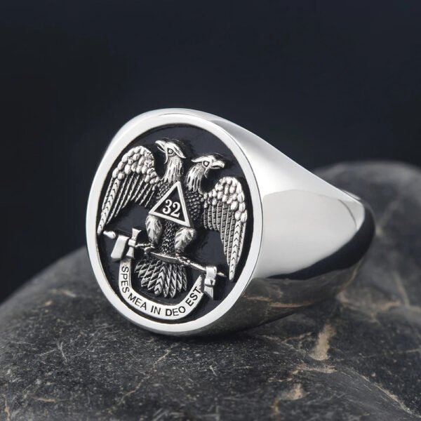 Scottish Rite 32 Degree Mason Freemasonry Masonic 925 Sterling Silver Ring