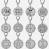 Silver Color 44 Solomon Pentacles Seal of Jupiter Mars Mercury Moon Saturn Sun Venus Talisman Pendant Stainless Steel Necklace