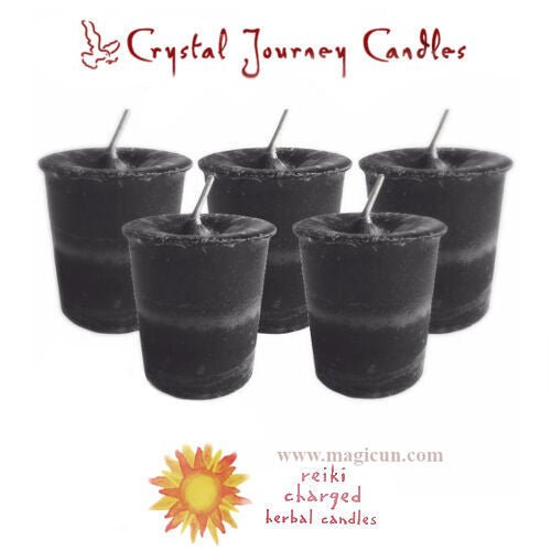 Magic Candle~Set of 5 "Black Cat" Herbal Magic Reiki Charged Essential Oils Votive Candles