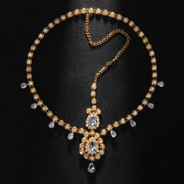 Bohemian Bridal Headband Crystal Waterdrop Headpiece Hair Chain for Women Wedding Rhinestone Forehead Jewelry Hair Accesories