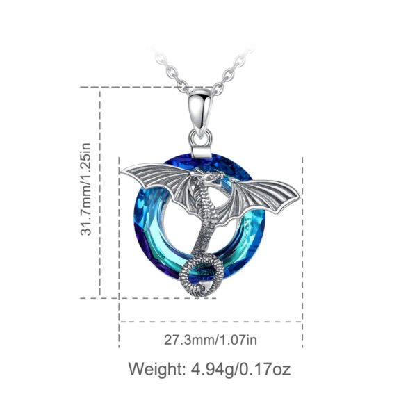 Sterling Silver Dragon Luxury Crystal Neckalce Gothic Dragon Jewelry