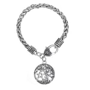 Tree of Life Yggdrasil Pentacle Pentagram Pendant Wicca Pagan Charm Bracelet
