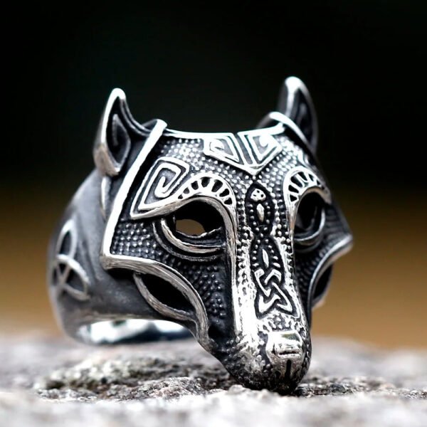 Nordic Trinity Wolf Head Ring: Viking Gothic Stainless Steel