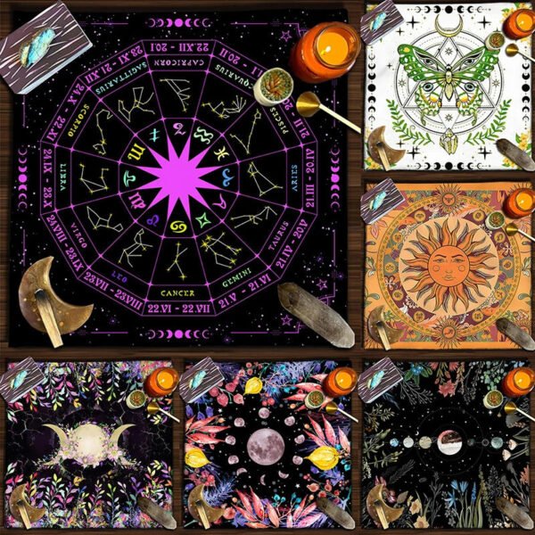9 Types Tarot Card Tablecloth Altars Cloth Trees Of Life Tablecloth Astrology Divinations Non-Slip Mat Tapestry Home Decors 50cm