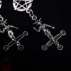 Demon Earrings – Goth Punk Style Inverted Pentagram Baphomet Satan Earrings for Dark Art Lovers