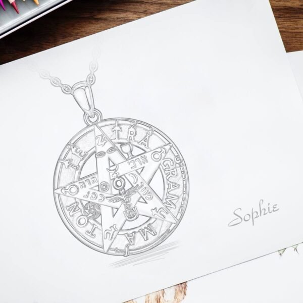 Vito Sterling Silver Tetragrammaton Necklace for Women Men, Abalone Shell 18k Gold Plated Pentagram Pendant, Wiccan Protection Amulet Pentacle Star Jewelry Gift for Wife Husband, 24"/18"/22"