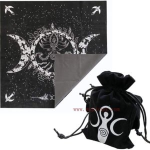 Altar Tarot Cloth,Triple Goddess Moon Phases Astrology Tarot Cards Divination Special Tablecloth Tarot Altar Cloth Table Cloth(with Bag)