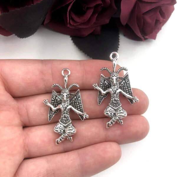 Pagan Jewelry Set:Enchanting Baphomet Sigil  Satanic Goat Head Necklace Witch Jewerly