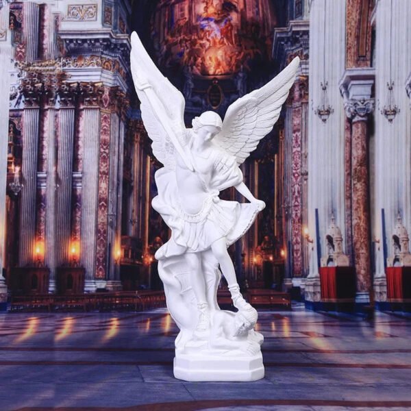 Saint Michael Statue Resin Angel Sculpture Decoration Michael Archangel Defeated Lucifer Tramples Demon Figurine