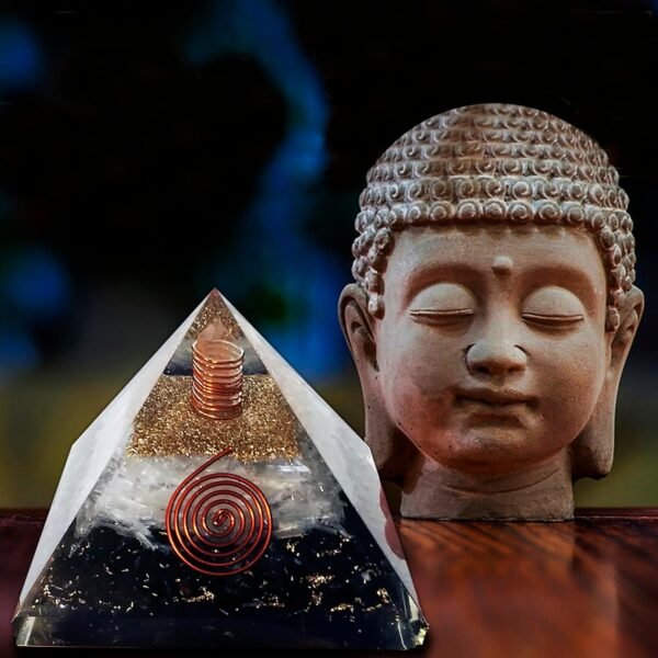 Crystal Orgone Pyramid – Orgonite Energy Generator with Copper-Wrapped Quartz and Shungite Crystals for Positive Energy