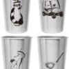 Golf Tumblers - Stainless Steel (Set of 4) - 16Oz Capacity - Unique Gift for Dads, Men, and Prize for Golfers. Designs Include Golf Cart, Glove/Tee, Driver, and Golfing Bag.