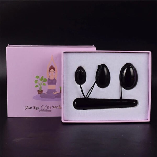 Obsidian Yoni Egg Set – Black Obsidian Crystal Yoni Eggs for Vaginal Muscle Tightening and Postpartum Recovery