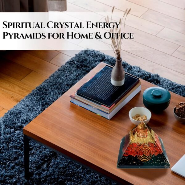 Crystal Orgone Pyramid – Orgonite Energy Generator with Copper-Wrapped Quartz and Shungite Crystals for Positive Energy