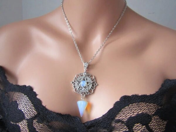 White Purple or Green Witch Necklace, Pagan Necklace, Witch Necklace, Wicca Necklace, Pentacle Jewelry, Pagan, Wicca, Pentagram