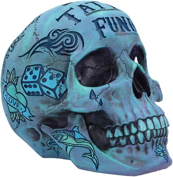 Dark Collection~Pink Traditional Tribal Tattoo Fund Skull Money Box, 15cm