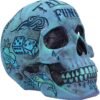 Dark Collection~Aqua Blue Traditional, Tribal Tattoo Fund Skull, Polyresin, One Size