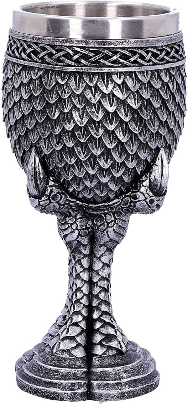 Fantasy Collection~ U4708P9 Grey Scale Dragon Claw Goblet 16.7cm, Resin w. Stainless Steel