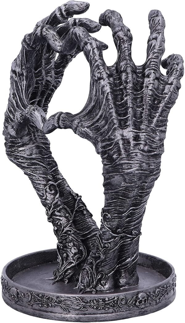 Dark Collection~Gothic Mummified Love Heart Hands Jewellery Dish Holder, Silver, 22cm